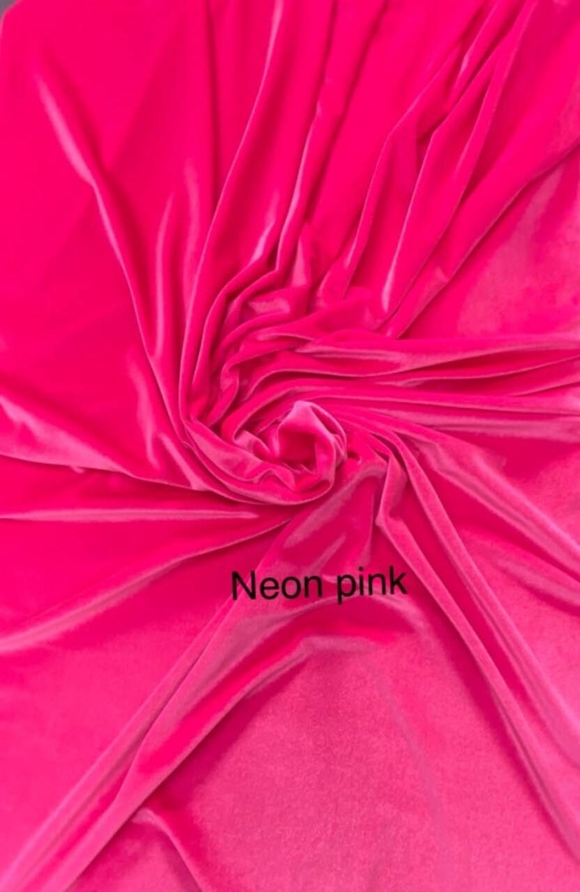 1 Yard Vibrant Neon Pink Stretch Velvet Fabric with Soft Touch and Flexible Drape 58/60 Inch Wide